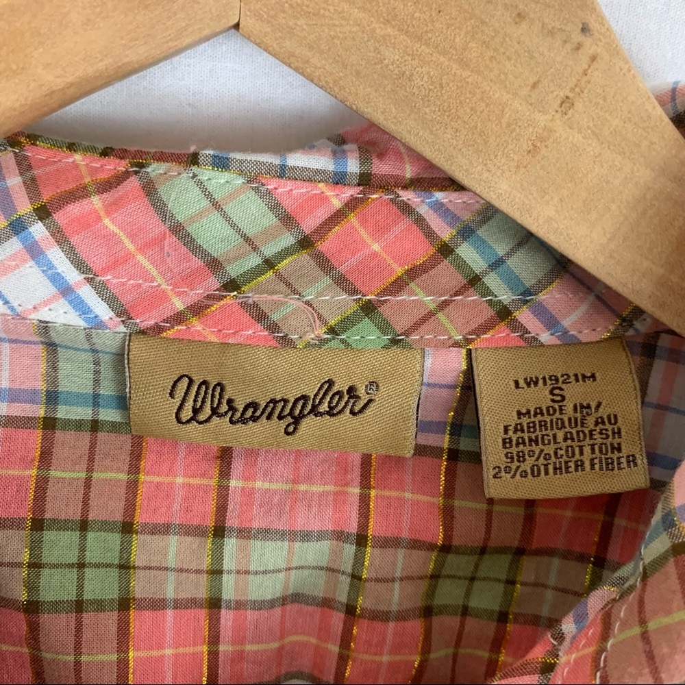 WRANGLER | Studded Western Plaid Button Down Top Womens Size S Small - Picture 6 of 7